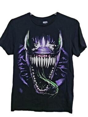 Venom Marvel Comics Purple Black Large Print Men's T-Shirt Villain Size Medium